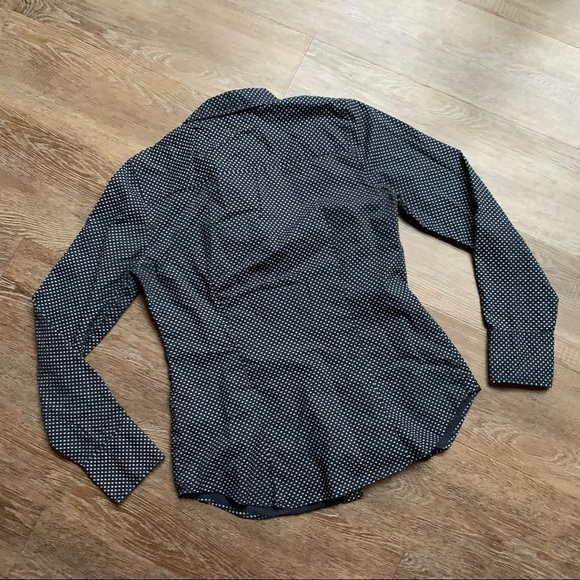 J.CREW Polka Dot Slim Stretch Perfect Shirt In Navy White 4 - Picture 7 of 9